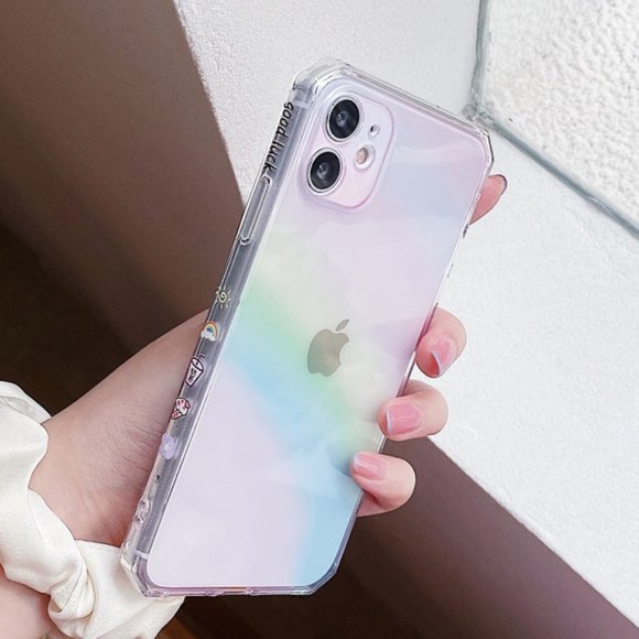 NEW iPhone 13/12/11/Pro/Max Rainbow Clear Square iphone case - Picture 5 of 7